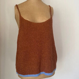 Pilcro sz M knit tank rust and blue cotton blend tank great pre owned condition